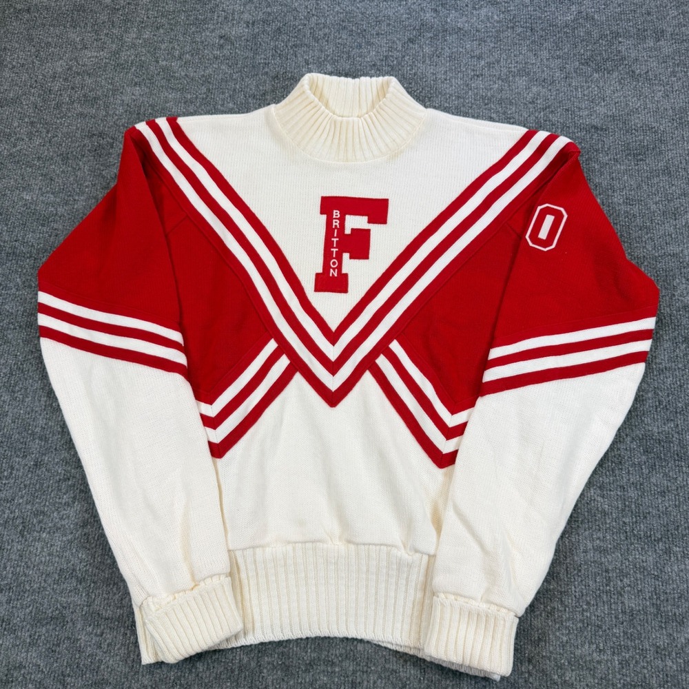 Preppy Dehen Portland Vintage Varsity Cheerleader Sweater Red White Letterman L - Picture 2 of 10